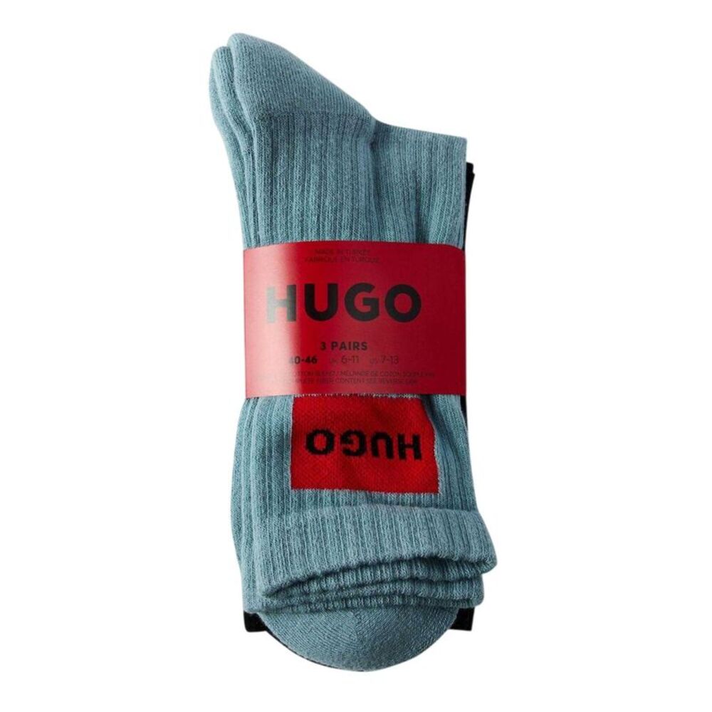Hugo Mens Box Logo Ankle Socks (Pack of 3) / Blue